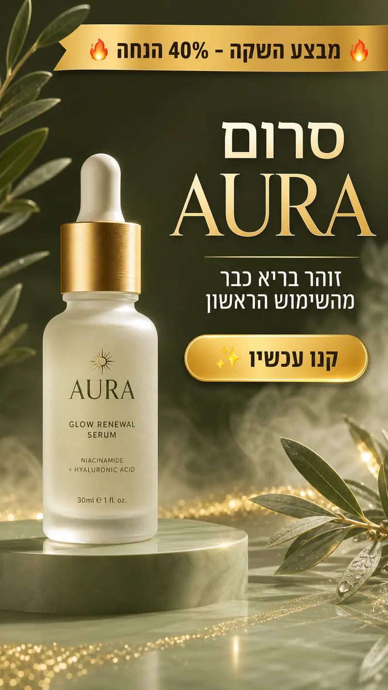מודעה מעוצבת בעברית עם מוצר
