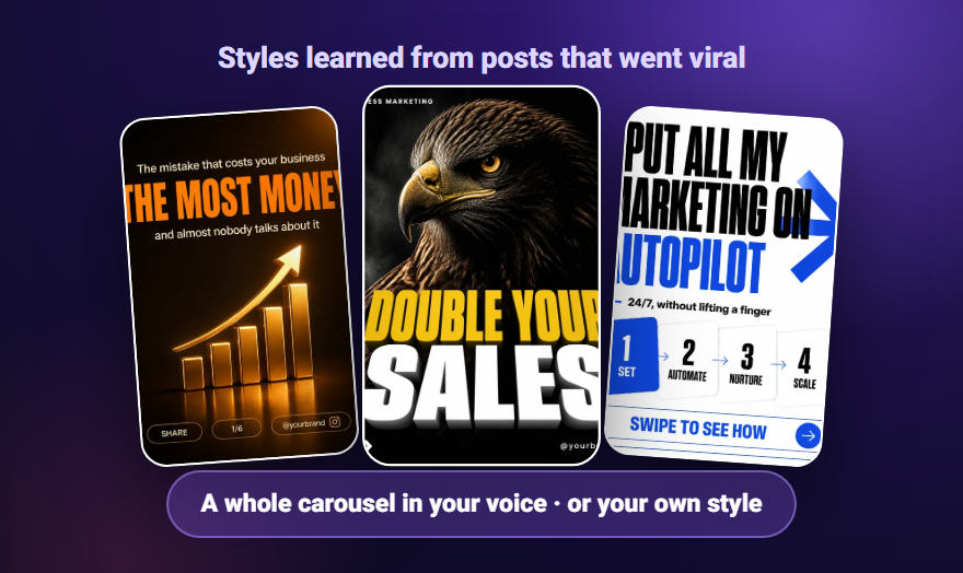 Three designed Instagram carousels